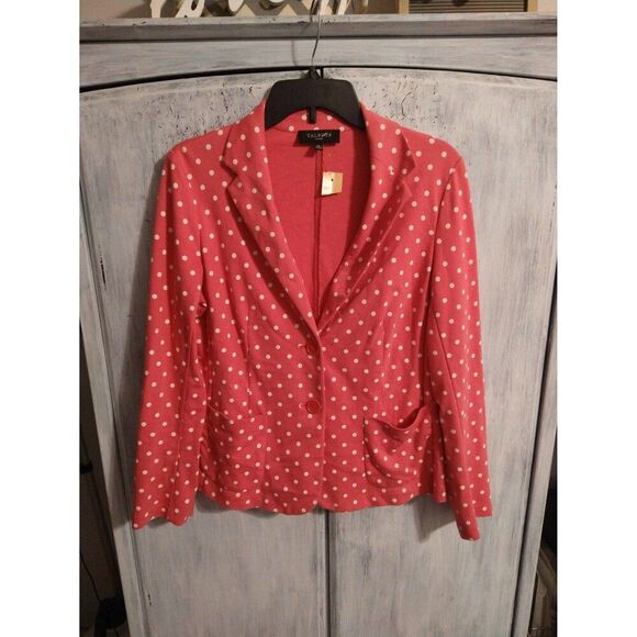 Talbots Polka Dotted blazer 8p Pink Classic Office Feminine - Picture 1 of 8